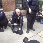 A Black Bloc protester is subdued by police near Washington Square Park, after an "incredibly violent" arrest.